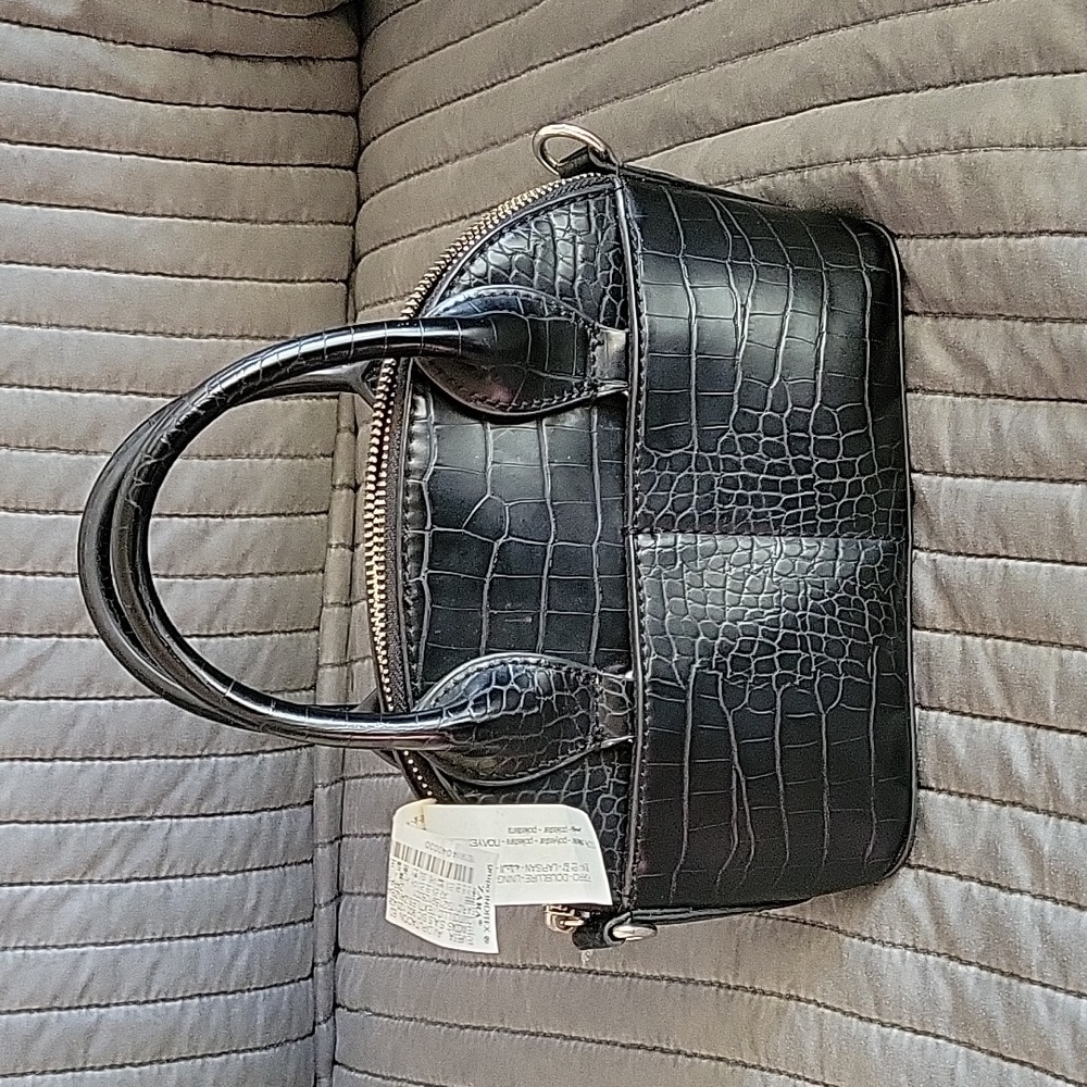 Zara black faux croc small bag